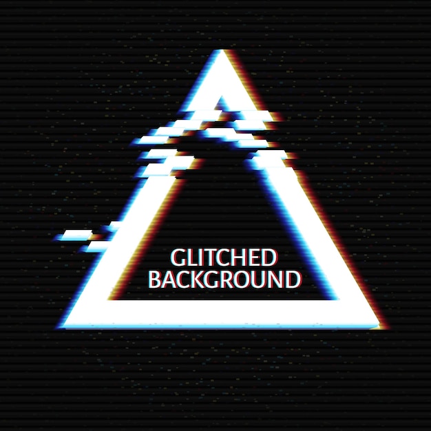 Glitched Triangle Frame Design Distorted Glitch Style Modern Background Glow Design for Graphic Design  Banner Poster Flyer Brochure Card Vector Illustration