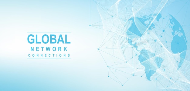 Global network connection concept Big data visualization Social network communication in the global computer networks Internet technology Business Science Vector illustration