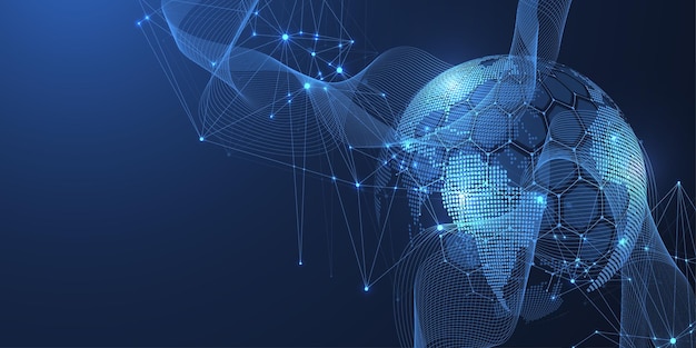 Global network connection concept in the global computer networks Internet technology Business