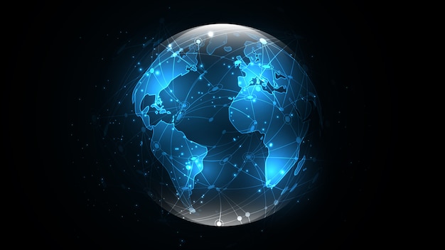 global network connection world map abstract technology background