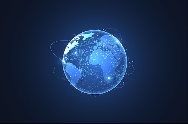 Global network connection World map point and line composition concept of global business Vector Illustration