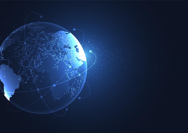 global network connection world map point and line composition concept of global business vector illustration