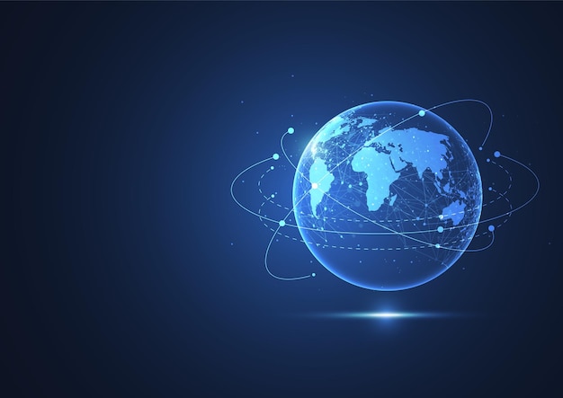 Global network connection World map point and line composition concept of global business Vector Illustration