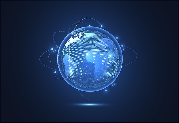 global network connection world map point and line composition concept of global business