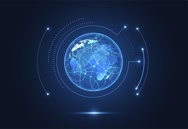 global network connection world map point and line composition concept of global business