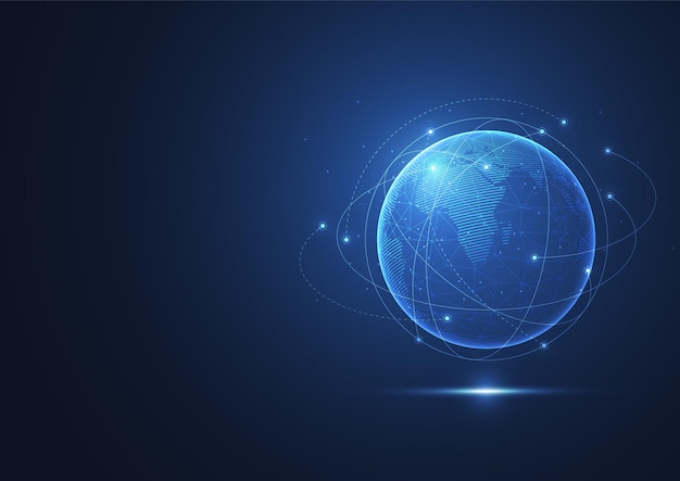 Global network connection World map point and line composition concept of global