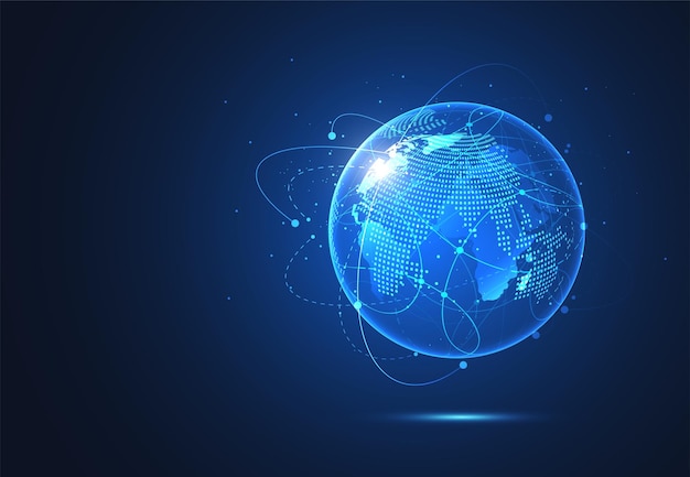 global network connection world map point and line composition concept