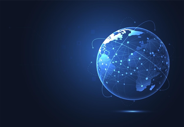 Global network connection World map point and line composition concept