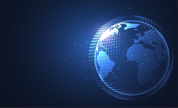 global network connection. world map point and line composition