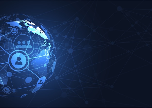 global network connection. world map point