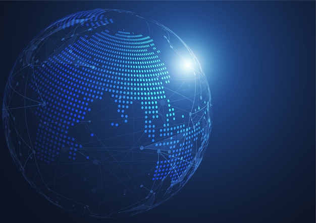 global network connection. world map point