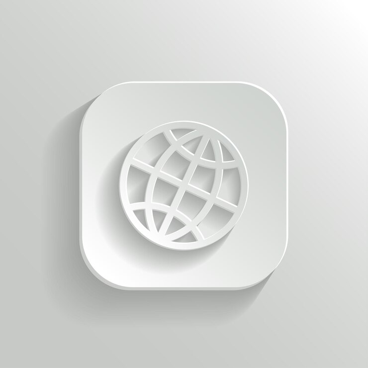 Globe icon vector white app button