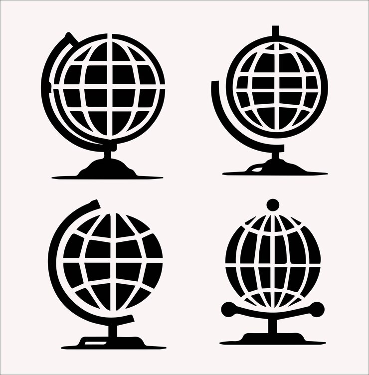 Vector globe world on a stand vector silhouette art on a white background