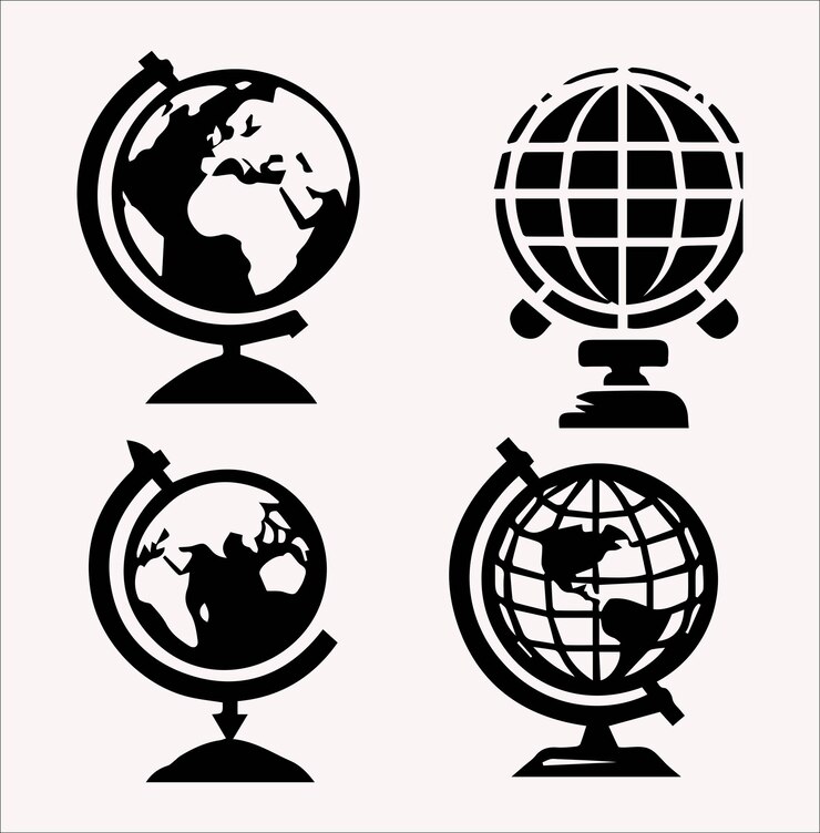 Vector globe world on a stand vector silhouette art on a white background