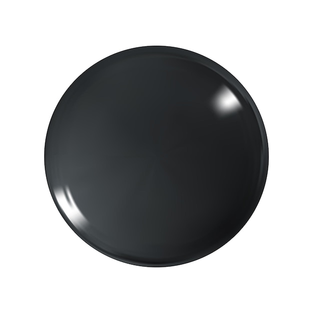 Glossy Black Sphere on White Background