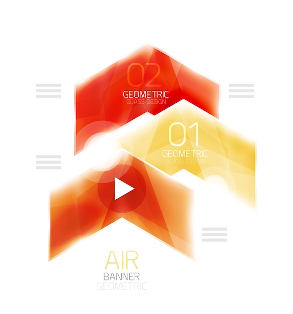 glossy color arrow shapes with option infographic and buttons
