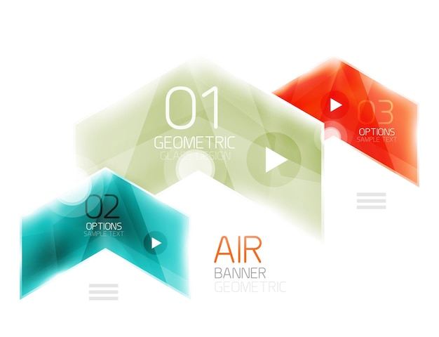 glossy color arrow shapes with option infographic and buttons