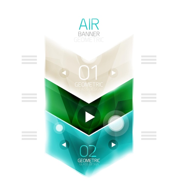 glossy color arrow shapes with option infographic and buttons