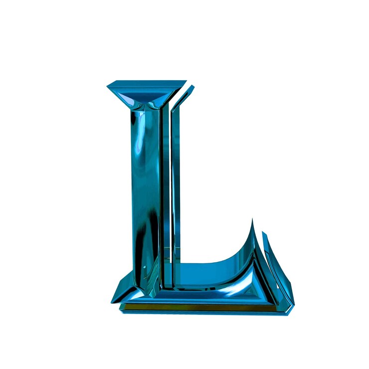 Vector glossy threedimensional letters in blue letter l
