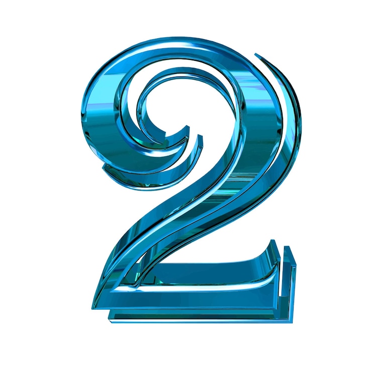 Vector glossy threedimensional letters in blue number 2