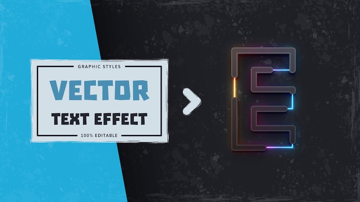 Vector glow editable text effect font style
