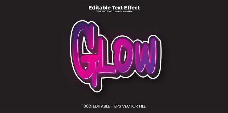 Vector glow editable text effect in modern trend style