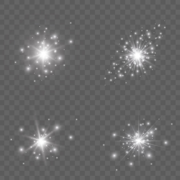 Glow light effect starburst with sparkles on transparent background vector illustration sun