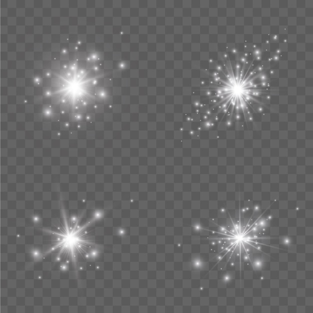 Glow light effect starburst with sparkles on transparent background vector illustration sun