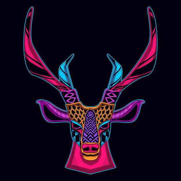 glow neon color of dear head