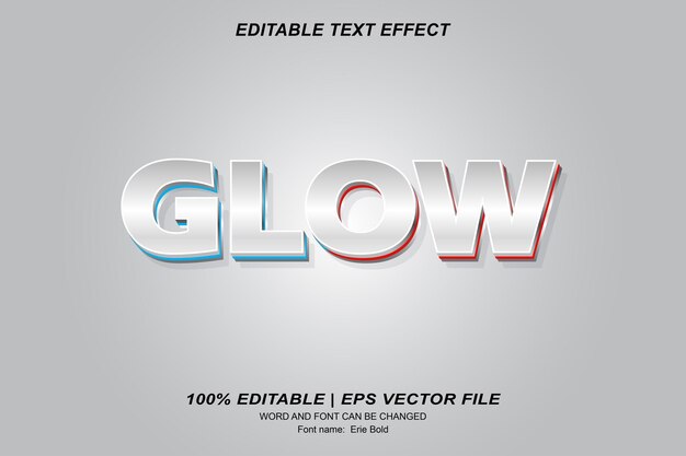 glow text effect 3d editable vector design