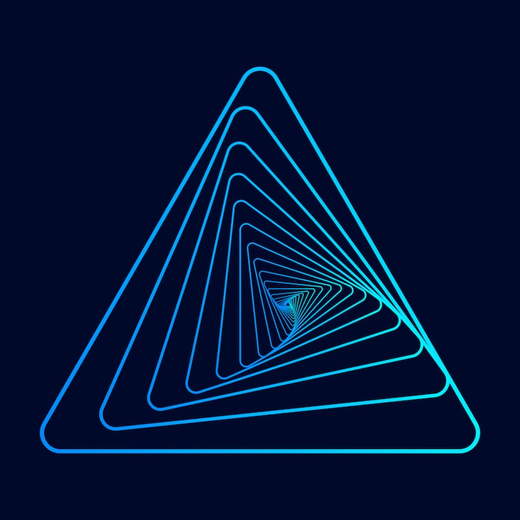 Vector glowing colored triangles technology twisted spiralvector technology logo element