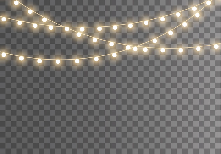 Vector glowing garland string lightbulbs.