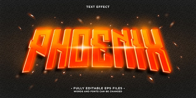 Glowing hot burning flames of red phoenix text effect editable eps cc