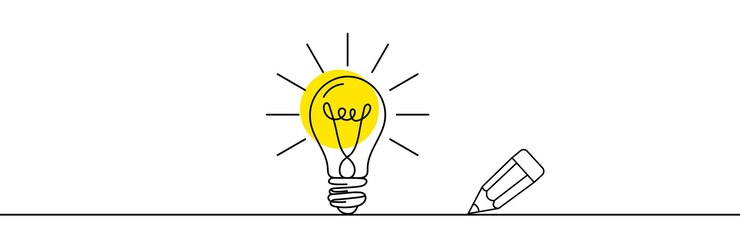 glowing light bulb one line idea note hand drawing pencil vector