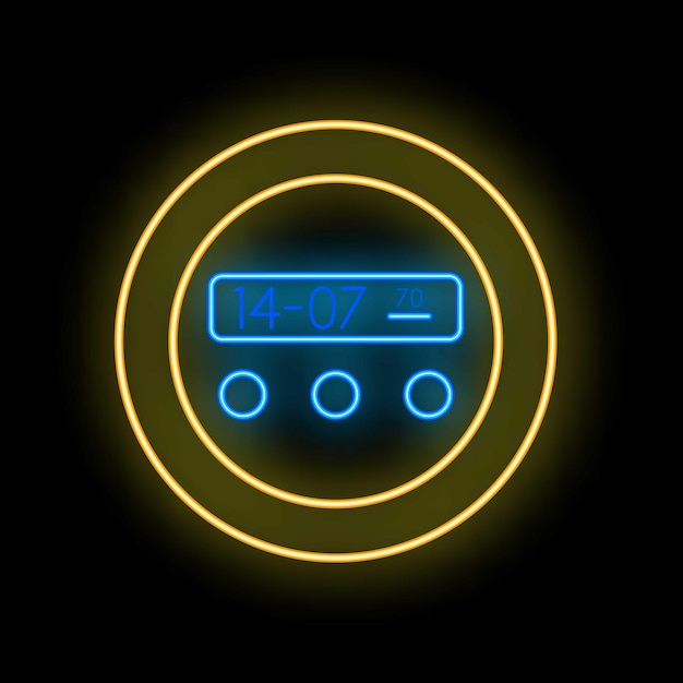 Glowing neon line electronic book with number 14 july on black background vector illustration