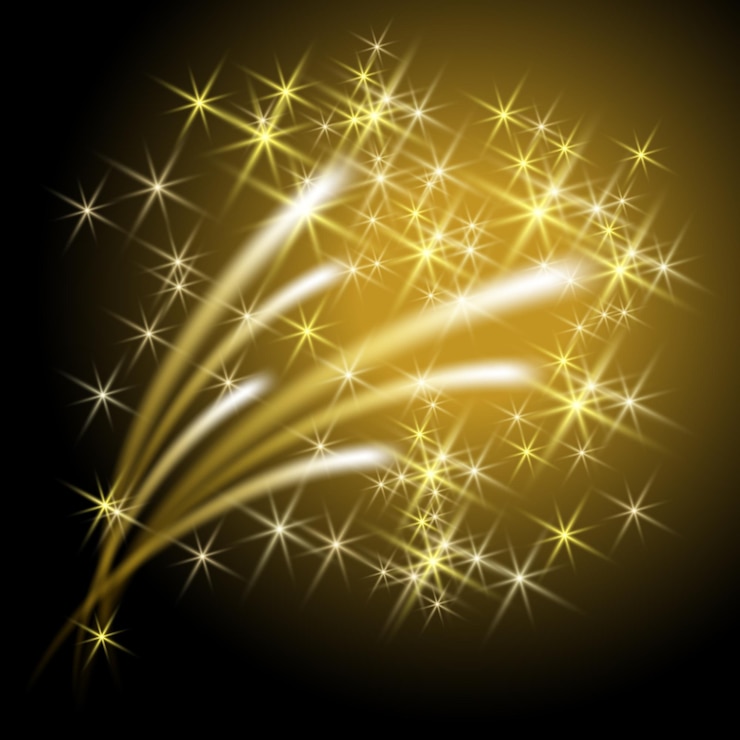 Vector glowing salute and firework with sparkle stars