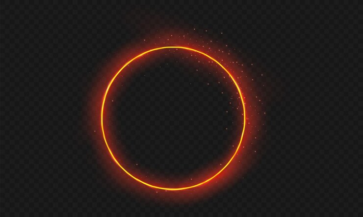 Glowing trail effect on transparent background. Modern magical magic circle with runes.