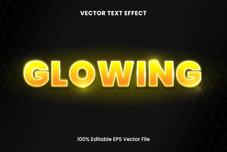 Vector glowing yellow neon editable vector text effect