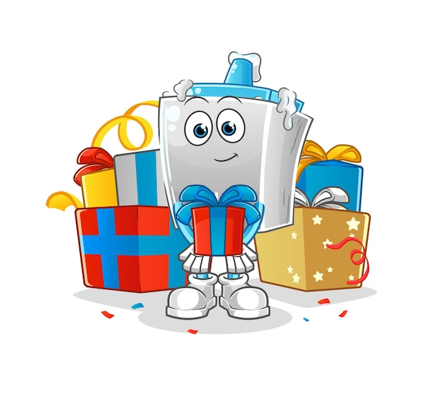 Glue give gifts mascot cartoon vector