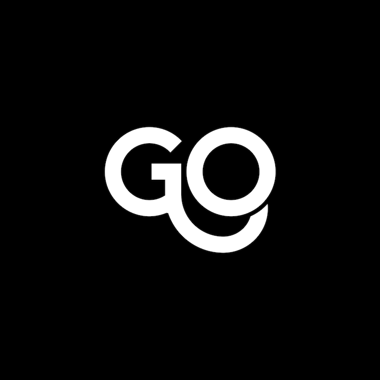 Vector go letter logo design on black background go creative initials letter logo concept go letter design go white letter design on black background g o g o logo