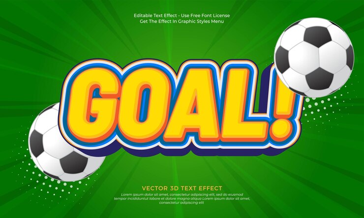 Vector goal 3d text effect editable with graphic style suitable for logo and business brand