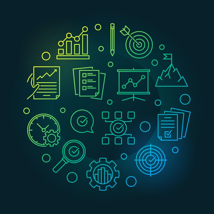 Goal business colorful round outline illustration