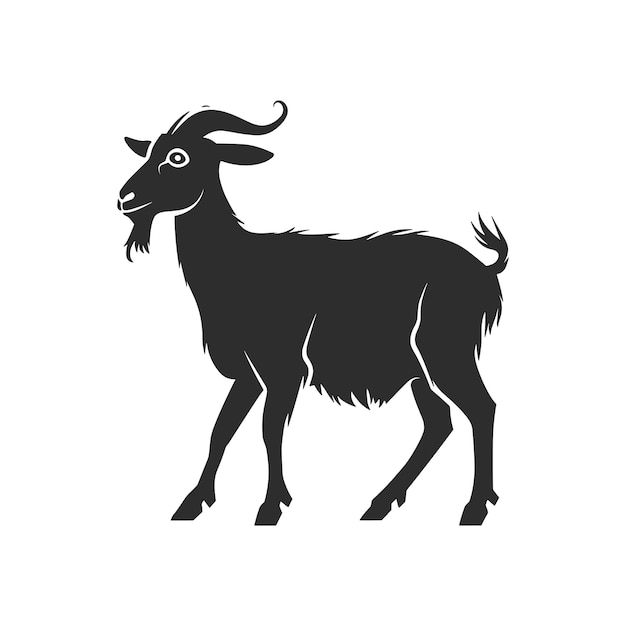 Goat vector icon silhouette Goat side view silhouette Farm goat animal logo design illustration