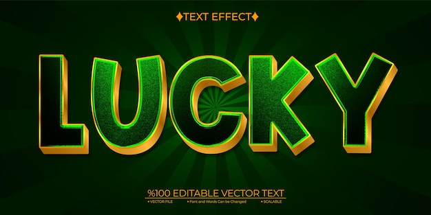 gold and green lucky editable vector 3d text effect