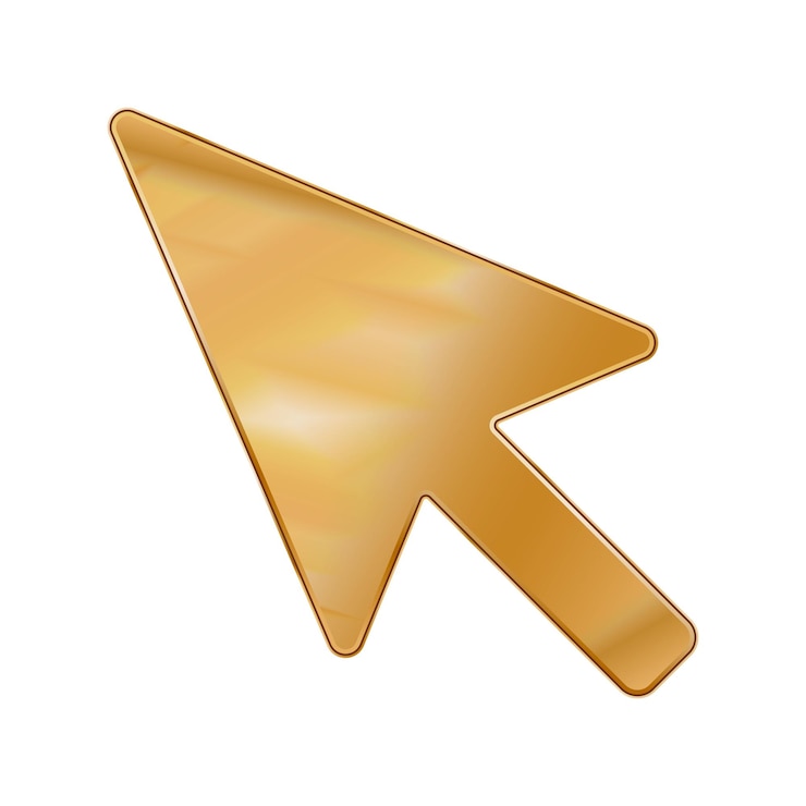 Vector gold colored metal chrome web icon arrow cursor