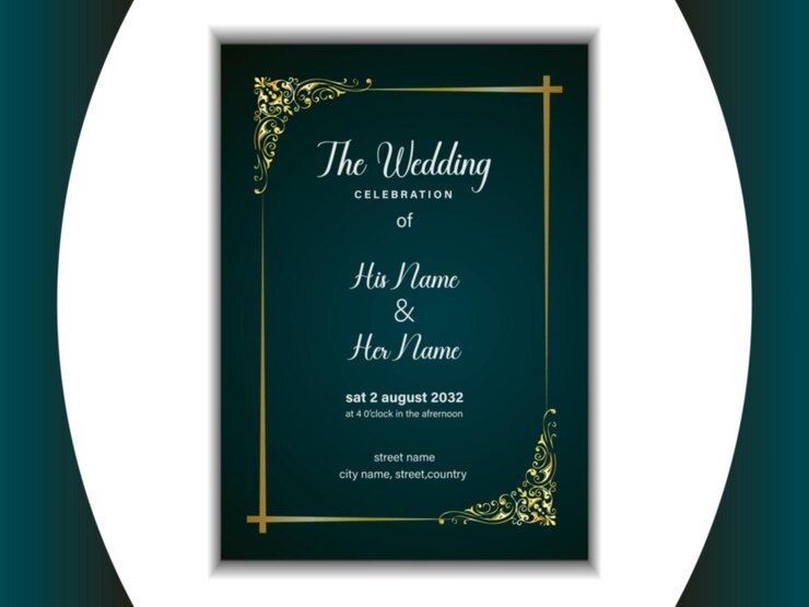 Gold Creative vector luxury floral wedding invitation card template design