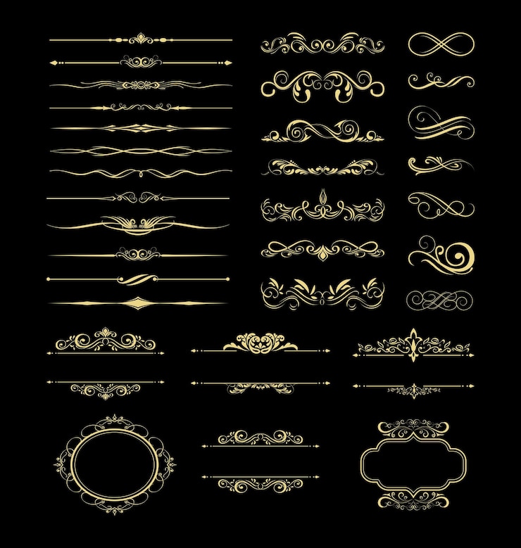 gold decorative calligraphic divider and ornate design collection