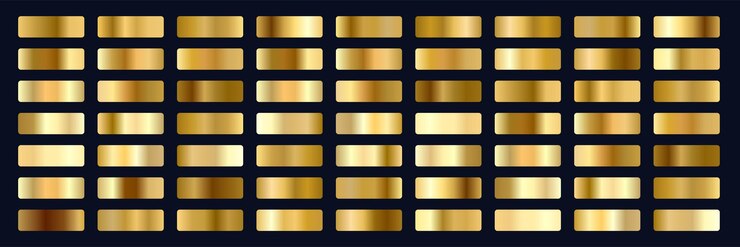 Gold foil texture background set Vector golden copper brass and metal gradient template