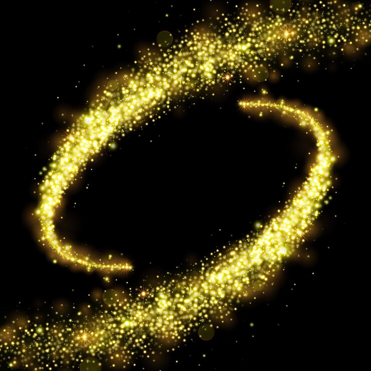 Vector gold glittering stars dust trail sparkling particles