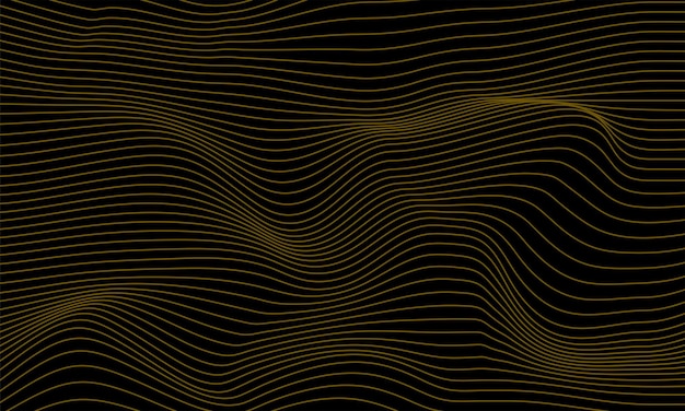 Gold line waves on Black background abstract background vector design